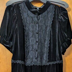 Black ELOQUII Velvet and Lace Dress